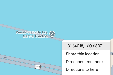 Google Maps clic derecho mostrando coordenadas